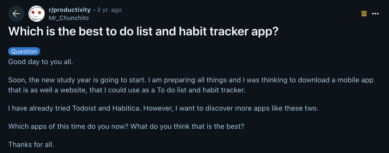 Relevant Reddit posts